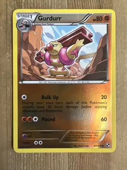 Pokemon TCG Gurdurr Black and White 60/114 Reverse Holo Uncommon LP - Image 1