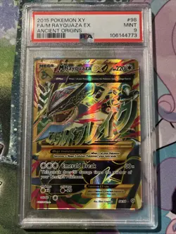 2015 POKEMON XY ANCIENT ORIGINS #98 FULL ART/M RAYQUAZA EX PSA 9 - Image 1