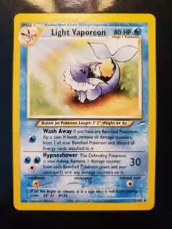 Light Vaporeon 52/105 Uncommon Pokemon TCG Card Neo Destiny Near Mint NM - Image 2