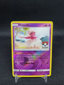Oricorio 55/145 League Challenge 1st Place Stamped Reverse Holo LP Pokemon Card - Image 1