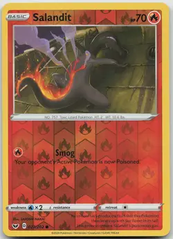 Salandit Reverse Holo 027/202 SWSH01: Sword & Shield Base Set NM Pokemon - Image 1