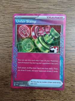 Pokemon TCG - Unfair Stamp 165/167 Play Stamped Prize Pack Series 6 ACE Spec - Image 1