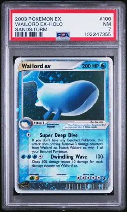 2003 POKEMON EX SANDSTORM #100 WAILORD EX-HOLO PSA 7 - Image 1