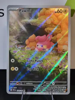 Pawmi 226/091 Paldean Fates Illustration Rare Holo Pokemon Card NM - Image 1