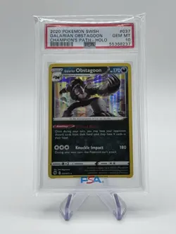 Pokemon Champions Path #037 Galarian Obstagoon Holo PSA 10 - Image 1