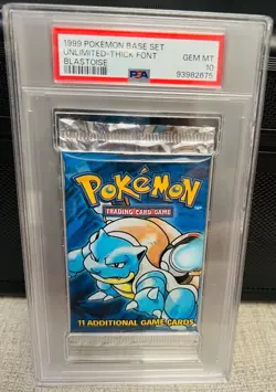 RARE PSA 10 UNLMTD THICK FONT 1999 WOTC Pokemon Base Set Booster Pack Blastoise - Image 1