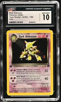 CGC 10 1st edition Dark Alakazam - 1/82 - Team Rocket Holo - Pokemon - Read Desc - Image 1