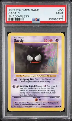 1999 POKEMON GAME #50 GASTLY PSA 9 MINT BASE SET UNLIMITED - Image 1