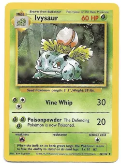 Ivysaur 030/102 Base Set Regular Vintage Pokemon TCG WoTC - Image 1