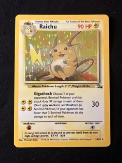 Raichu 14/62 Vintage Holographic WOTC Pokemon - Fossil Set - NM - Image 1