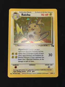 Raichu 14/62 Vintage Holographic WOTC Pokemon - Fossil Set - NM - Image 2