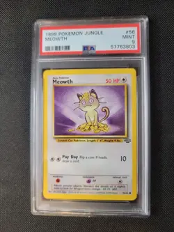 1999 Pokemon Jungle 56 Meowth PSA 9 WoTC - Image 1