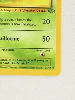 Pinsir 25/64 Jungle Regular Non Holo Unlimited Pokemon WOTC NM - Image 4