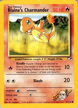 Blaine's Charmander - 61/132 - Gym Heroes [Non-Holo] - HP - Pokemon - Read Desc. - Image 1
