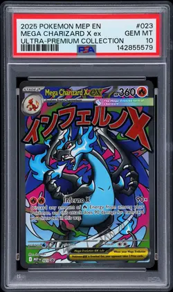2025 POKEMON MEP EN-ME BLACK STAR PROMO #023 MEGA CHARIZARD X EX PSA 10 - Image 1