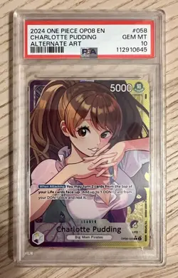 2024 ONE PIECE OP08-TWO LEGENDS ALTERNATE ART #058 CHARLOTTE PUDDING PSA 10 - Image 1