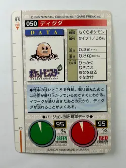 Pokemon Diglett 050 Carddass Green Bandai Japanese Card 1996 PSA - Image 2