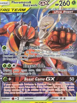 Pokemon Card Pheromosa & Buzzwole GX 1/214 Sm-Unbroken Bonds Tag Team Holo PSA 9 - Image 5