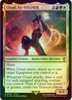 1 x Cloud, Ex-SOLDIER - Foil - Final Fantasy Commander - LP - MTG - Image 1