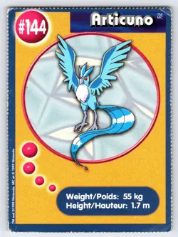 Articuno #144 1999 Burger King Pokemon Card Promo Perforated Vintage Rare - Mp - Image 1
