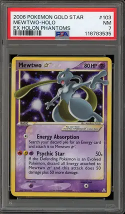 Pokemon Mewtwo Gold Star EX Holon Phantoms Holo Ultra Rare #103 PSA 7 - Image 1