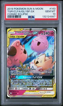 2019 POKEMON SUN & MOON COSMIC ECLIPSE TOGEPI & CLEFFA & IGGLYBUFF GX PSA 10 - Image 1