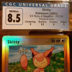 Skitty 70/109 CGC 8.5 NM/MT Subs Reverse Holo Ex Ruby & Sapphire Pokemon Vintage - Image 2