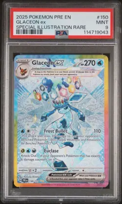 2025 Pokemon S&V Prismatic Evolutions Glaceon Ex SIR 150/131 PSA 9 Mint - Image 1