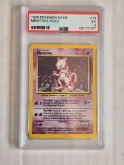 1999 Pokemon Game 10/102 Base Set Mewtwo Holo Rare PSA 5 - Image 1