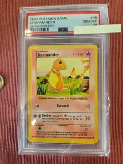 Pokemon 1999 Shadowless Charmander PSA 10 Gem Mint - Base Set 46/102 - Image 1