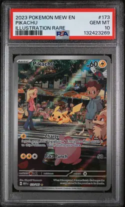 2023 POKEMON MEW EN-151 #173 PIKACHU ILLUSTRATION RARE PSA 10 GEM MINT - Image 1
