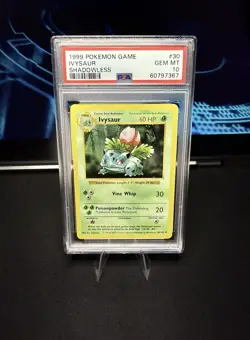 PSA 10 GEM MT Ivysaur #30 Base Set Shadowless Pokemon TCG 1999 - Image 1