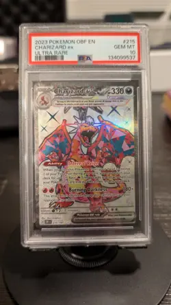 2023 Pokemon Obsidian Flames CHARIZARD EX 215/197 ULTRA RARE TCG HOLO PSA 10 - Image 1