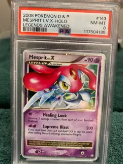 Mespirit 143 PSA 8 Level x Holo Legends Awakened Graded Pokemon Card NM-MT - Image 1