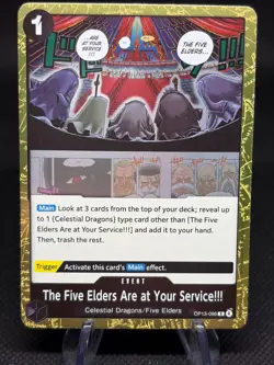 The Five Elders Are at Your Service!! Rare OP13-096 Foil Event Card One Piece - Image 1