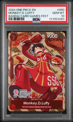 2024 ONE PIECE PROMOS BANDAI CARD GAMES FEST #080 MONKEY D. LUFFY PSA 10 - Image 1
