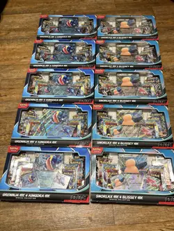 Lot 10-Pokemon TCG Greninja & Kingdra ex/Snorlax & Blissey ex Collection Boxes - Image 1