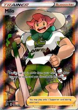 Pokemon TCG Milo (Full Art) 190/192 Swsh02: Rebel Clash Holo NM (SKU 1-2) - Image 1