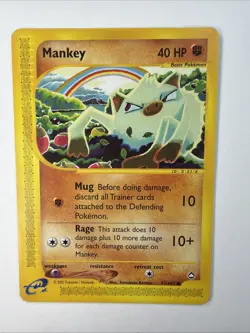 Mankey 92/147 Aquapolis LP Vintage Common Pokemon - Image 1