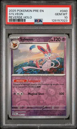 2025 POKEMON PRE EN-PRISMATIC EVOLUTIONS REVERSE HOLO #040 SYLVEON PSA 10 - Image 1