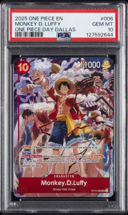 2025 ONE PIECE PROMOS ONE PIECE DAY DALLAS #006 MONKEY D. LUFFY PSA 10 - Image 1