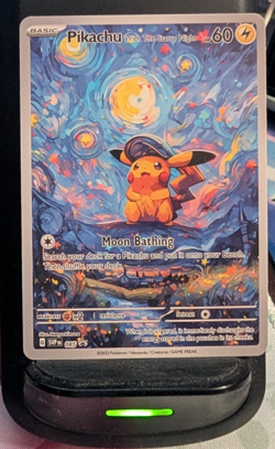 Pokemon Pikachu Starry Night Van Gogh Beautiful Moon Star Trading Cards - NM - Image 1