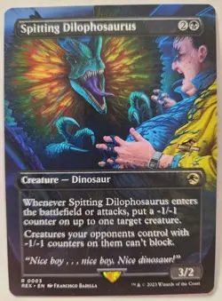 MTG Borderless Spitting Dilophosaurus Card LP (2023) Jurassic World - Image 1