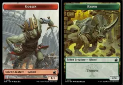 Goblin (0008) // Rhino (0011) Double-Sided Token - Foil x1 - Ravnica Remastered - Image 1