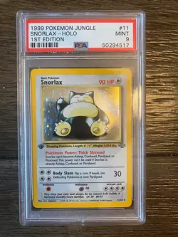 Pokemon PSA 9 MINT Snorlax 1st Edition Jungle 1999 Holo Rare WOTC Card 11/64 - Image 1