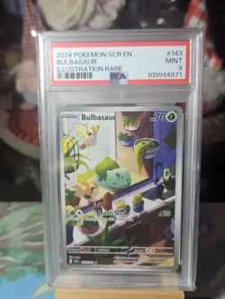 Bulbasaur Stellar Crown Illustration Rare Holo Card 143/142 PSA 9 - Image 1
