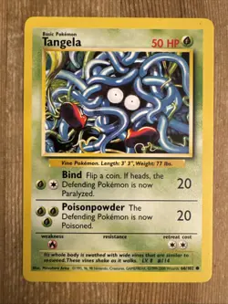 TANGELA 66/102 Common Base Set 4th Print WOTC 1999 Pokemon - MP - Image 1