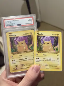 PINK BACKGROUND ERROR Pikachu Evolutions 35/108 Regular Common Pokemon TCG PSA 9 - Image 3
