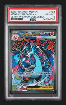 2025 POKEMON MEP EN-ME BLACK STAR PROMO #023 MEGA CHARIZARD X EX PSA 10 - Image 1