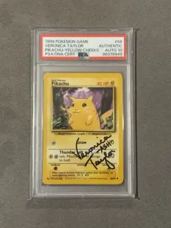 VERONICA TAYLOR AUTOGRAPH Pikachu Base Set 58/102 Unlimited PSA 10 AUTO Pokemon - Image 1